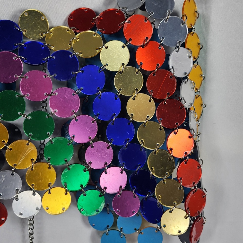 Rainbow Sequin Disc Silver Chain Adjustable Crop … - image 5
